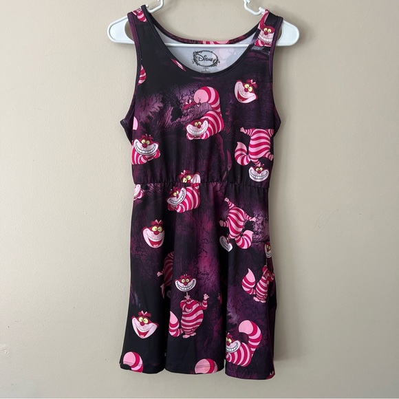 Cheshire Cat Fit Flare Skater Dress Disney Alice in Wonderland Women Juniors L - Picture 1 of 5